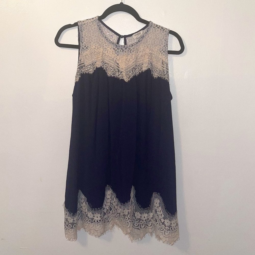 UMGEE Navy Blue and Lace A-Line Dress, L